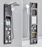 Colonne Douche Hydromassante Jets Massage Tête Pluie 20cm Douchette Rangement
