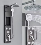 Colonne Douche Hydromassante Jets Massage Tête Pluie 20cm Douchette Rangement