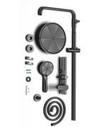 Colonne de Douche Mitigeur 3 Voies Tête Pluie Ronde Douchette Bec Cascade