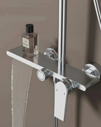 Colonne de Douche Mitigeur 3 Voies Tête Pluie Ronde Douchette Bec Cascade