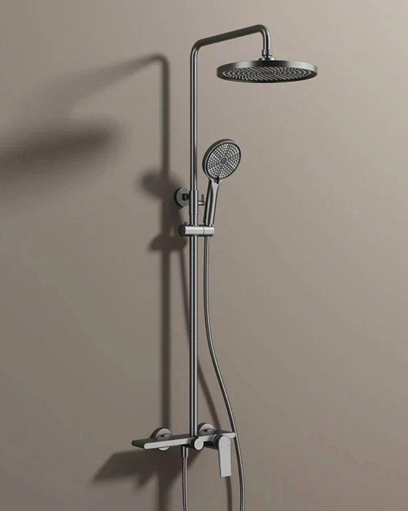 Colonne de Douche Mitigeur 3 Voies Tête Pluie Ronde Douchette Bec Cascade