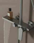 Colonne de Douche Mitigeur 3 Voies Tête Pluie Ronde Douchette Bec Cascade