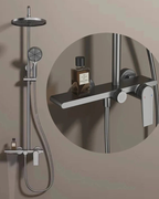 Colonne de Douche Mitigeur 3 Voies Tête Pluie Ronde Douchette Bec Cascade