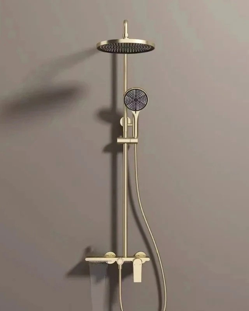 Colonne de Douche Mitigeur 3 Voies Tête Pluie Ronde Douchette Bec Cascade