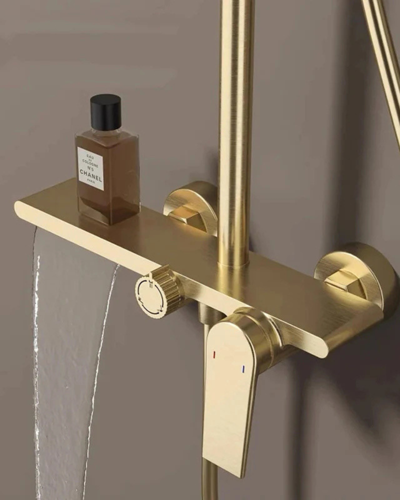 Colonne de Douche Mitigeur 3 Voies Tête Pluie Ronde Douchette Bec Cascade