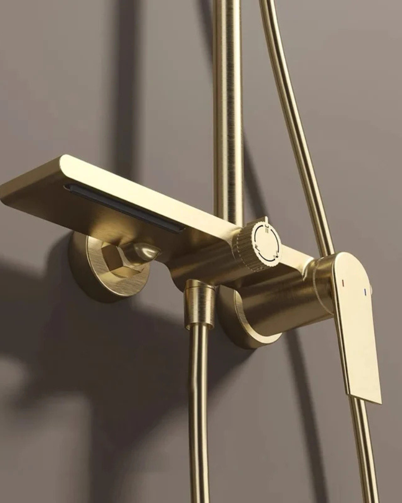 Colonne de Douche Mitigeur 3 Voies Tête Pluie Ronde Douchette Bec Cascade