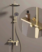 Colonne de Douche Mitigeur 3 Voies Tête Pluie Ronde Douchette Bec Cascade