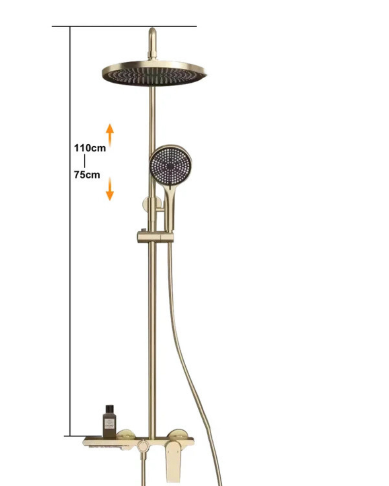 Colonne de Douche Mitigeur 3 Voies Tête Pluie Ronde Douchette Bec Cascade