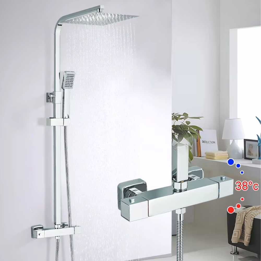 Colonne Douche Thermostatique Acier Inoxydable 304 Chrome Carré