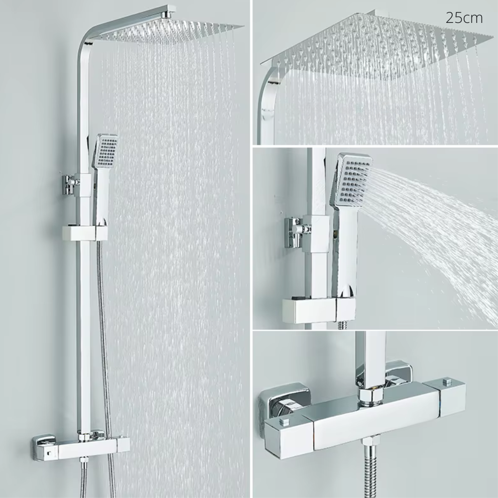 Colonne Douche Thermostatique Acier Inoxydable 304 Chrome Carré