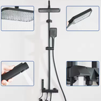 Colonne de Douche LED Affichage Température Tête Carrée 30cm 4 Modes Réglable