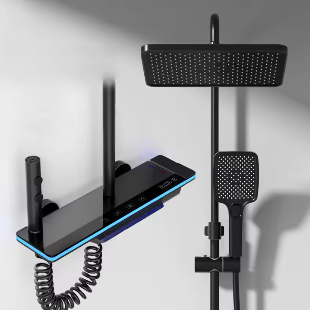 Colonne de Douche Thermostatique LED Rectangulaire 4 Modes