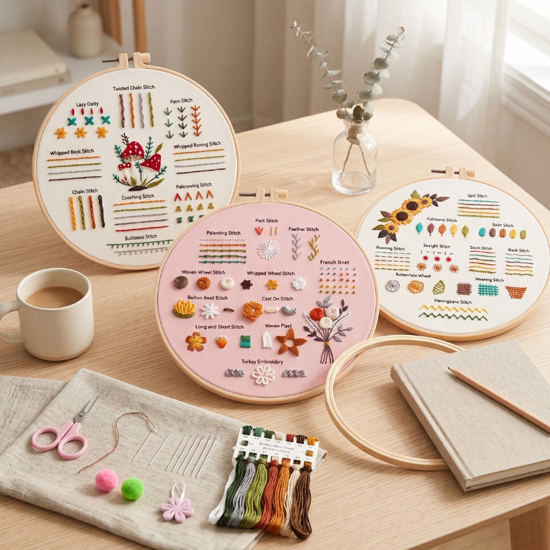 Kit de Broderie pour Débutant 3 Pièces - Set Complet avec Accessoires