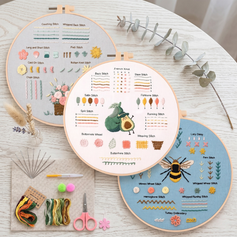 Kit de Broderie pour Débutant 3 Pièces - Set Complet avec Accessoires