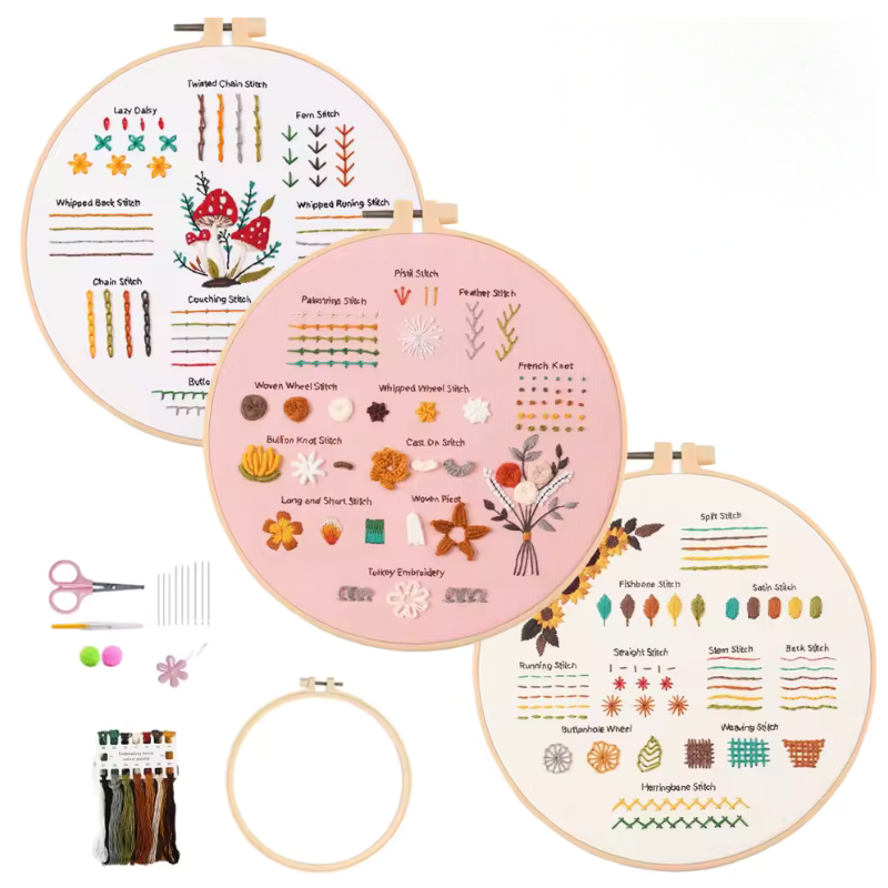Kit de Broderie pour Débutant 3 Pièces - Set Complet avec Accessoires