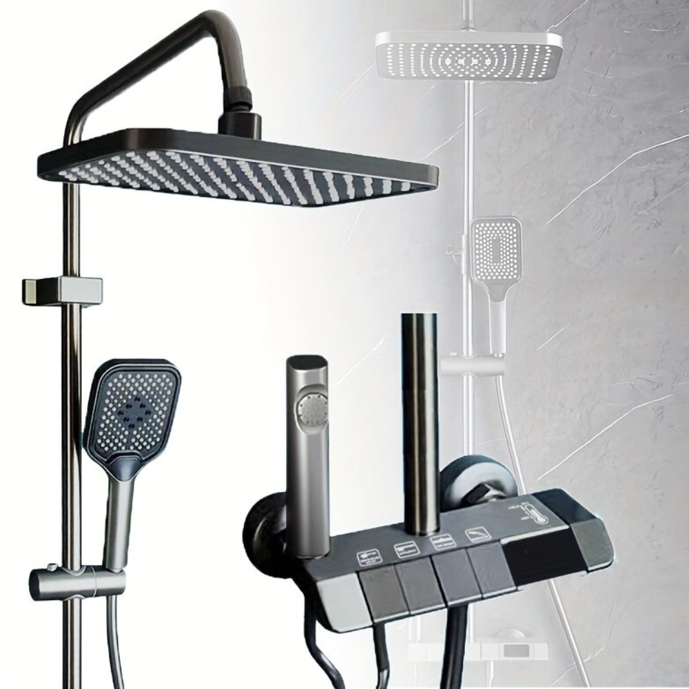 Colonne de Douche LED Affichage Température Tête Carrée 30cm 4 Modes Réglable