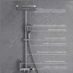 Colonne de Douche LED Affichage Température Tête Carrée 30cm 4 Modes Réglable