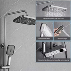 Colonne de Douche LED Affichage Température Tête Carrée 30cm 4 Modes Réglable