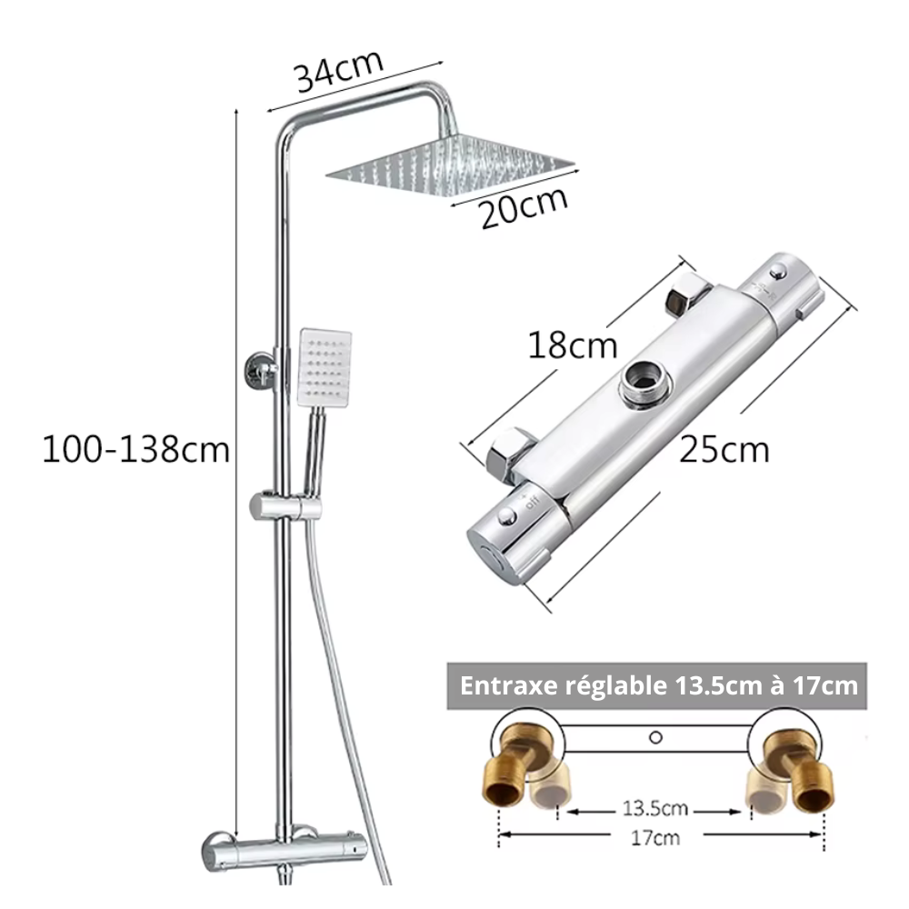 Colonne Douche Thermostatique Acier Inoxydable 304 Chrome