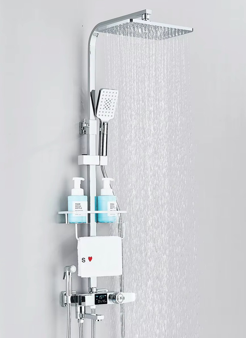 Colonne de Douche Thermostatique Affichage Digital Pluie 29x19cm