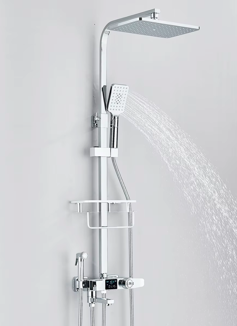 Colonne de Douche Thermostatique Affichage Digital Pluie 29x19cm