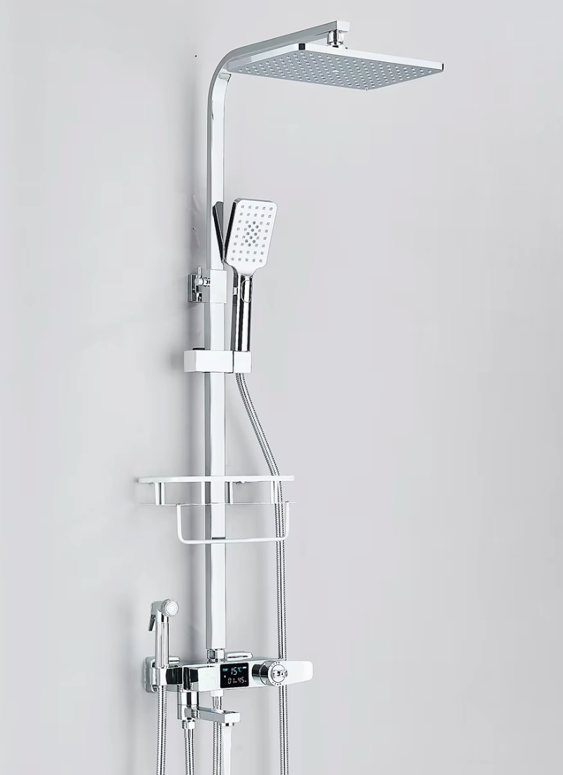 Colonne de Douche Thermostatique Affichage Digital Pluie 29x19cm