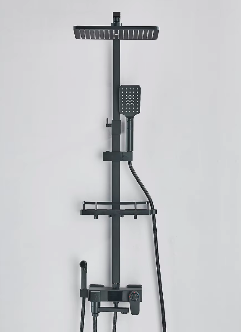 Colonne de Douche Thermostatique Affichage Digital Pluie 29x19cm