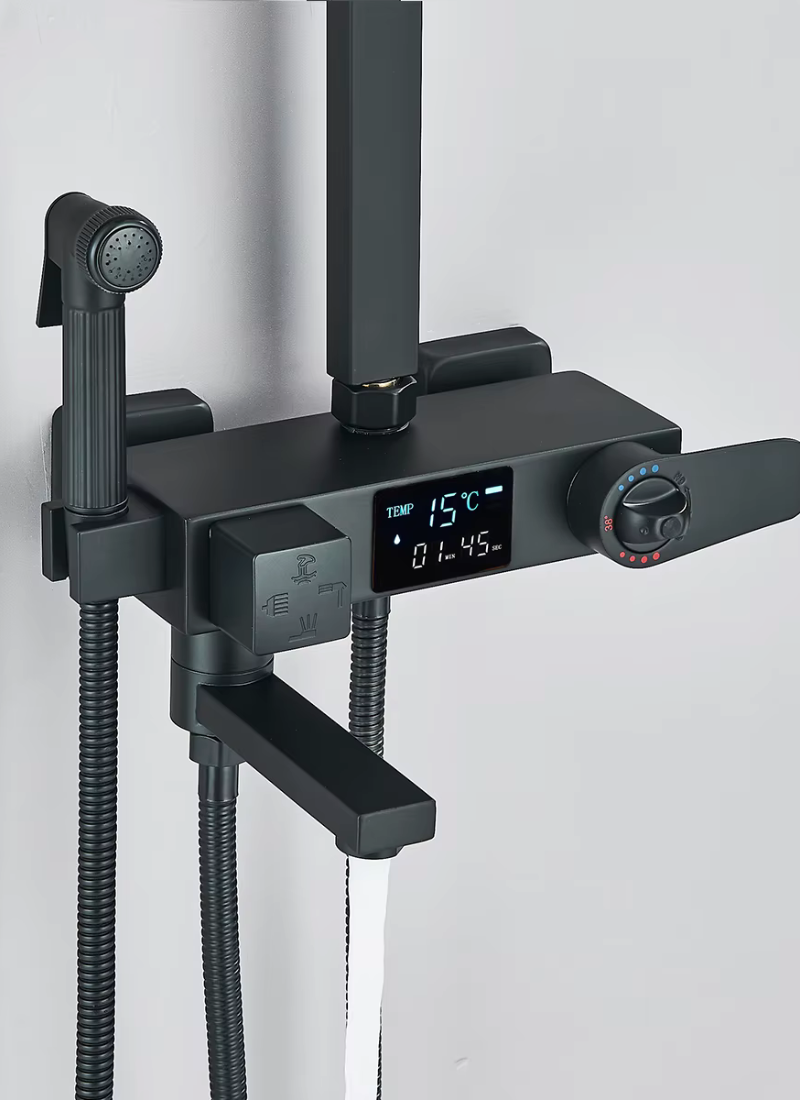 Colonne de Douche Thermostatique Affichage Digital Pluie 29x19cm