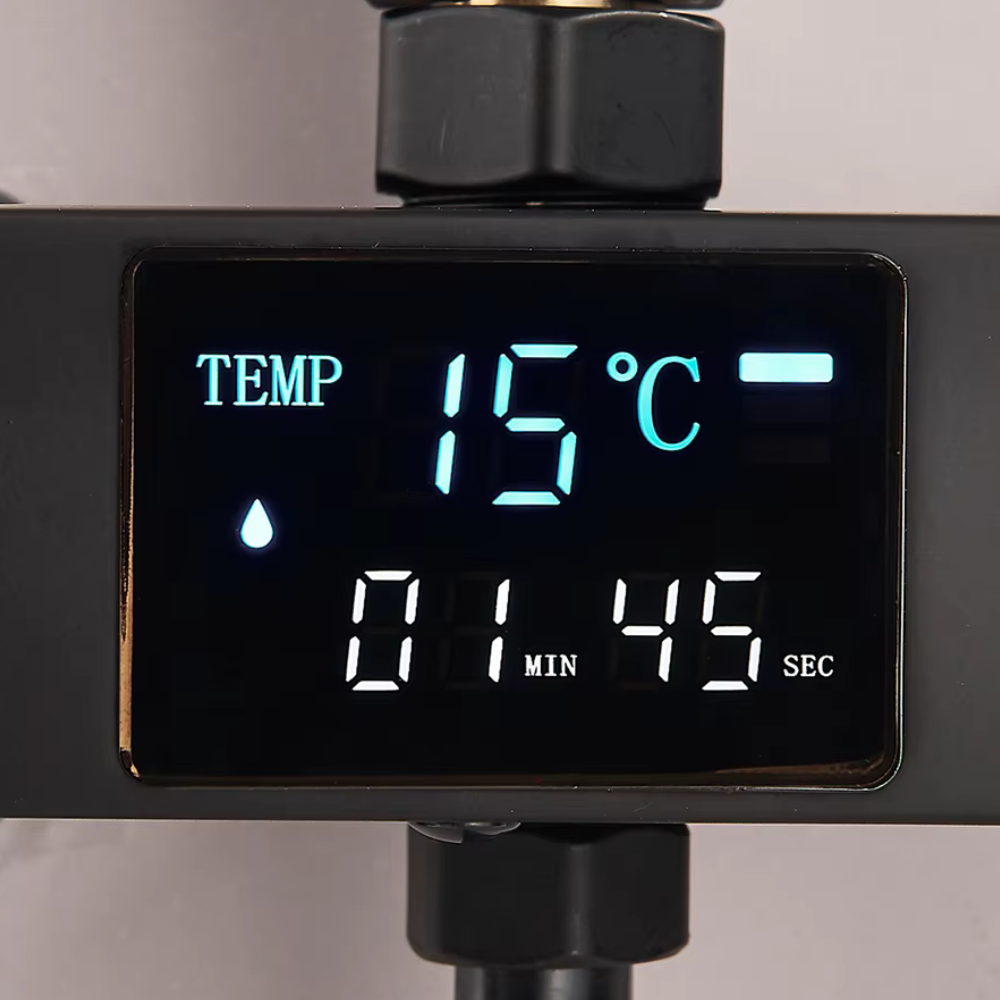 Colonne de Douche Thermostatique Affichage Digital Pluie 29x19cm
