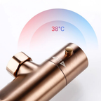 Colonne Douche Thermostatique Laiton Massif Or Brossé Tête Ronde 30cm